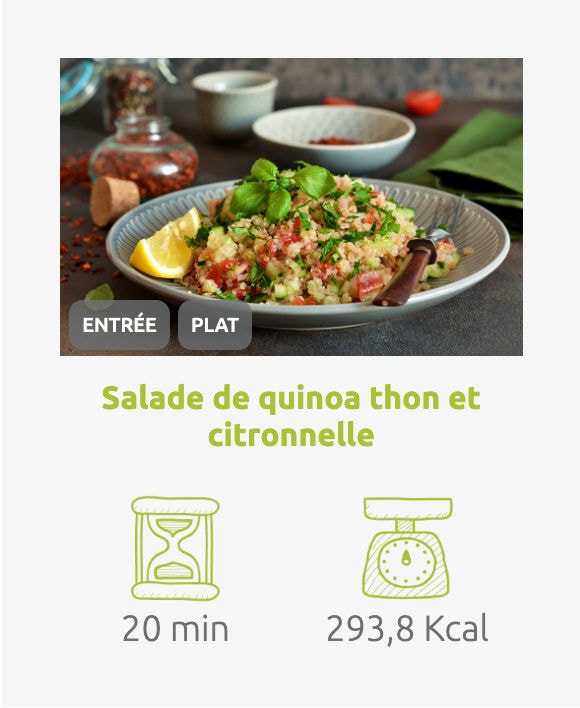 Salade de quinoa thon et citronnelle